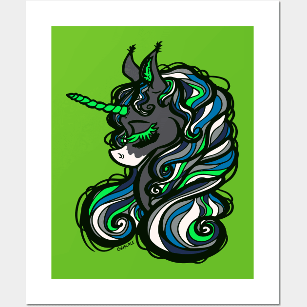 Seattle Football Unicorn Wall Art by Jan Grackle